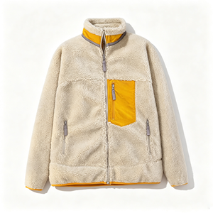 Custom Logo <b>Winter</b> Slim Casual Fleece Jacket Finished Splice Pocket Stand Collar <b>Warm</b> Polar Fleece Unisex <b>Coat</b> - Product Image 3