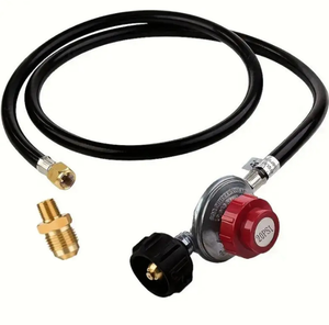 Regulador de propano de alta presión ajustable de 20 PSI con manguera, manguera reguladora de parrilla de <span class=keywords><strong>Gas</strong></span> LP con accesorio de tubería 1/8 MNPT para QCC1 - Product Image 1