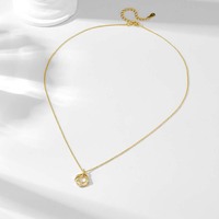 Collier pendentif double anneau irrégulier en argent sterling S925 plaqué or 14 carats, délicat, géométrique, avec double spirale et zircon cubique