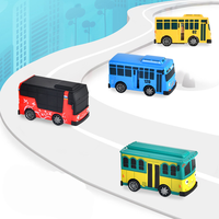 Autobús de Juguete Tayo Modelo Miniatura Barato de Plástico con Mecanismo de Fricción Autobús Escolar con Puerta que se Abre