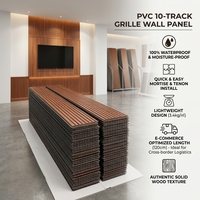 Panneau de grille en PVC haute densité à 10 voies, film grain de bois 8 mm, plaque murale 120 cm
