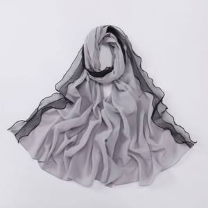 Hot Selling 170cm Shiny Glitter <b>Chiffon</b> <b>Scarf</b> Soft Muslim Women Diamond Lace Edge Hijabs Ethnic Bandanas - Product Image 6