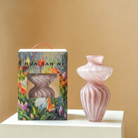 Vase à fleurs en verre soufflé à la main de style français, arrangement floral de table de mariage, modèle Ballet, rose doux, design luxueux
