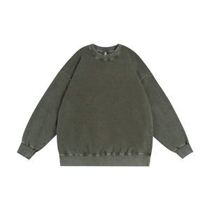 Sweat-shirt surdimensionné en molleton bouclette épais, coupe carrée et épaules tombantes, personnalisé OEM, style <span class=keywords><strong>batik</strong></span> vieilli, col rond, effet délavé - Product Image 2