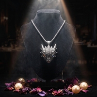 Bague Dragon Tendance Rétro, Anneau Ouvert Ajustable, Collier Pendentif Œil de Dragon pour Femmes, Filles et Hommes, Bijoux en Acier Inoxydable