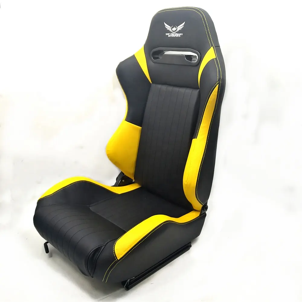 מותאם אישית לוגו צהוב/שחור PVC עור רכב Reclinable ראסינג מושבי ספורט מושב עם כפול מסילות 57*54.5*98 12 ימים 100pcs 1042