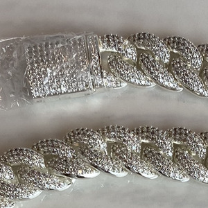 All'ingrosso <span class=keywords><strong>collana</strong></span> di gioielli Hiphop da <span class=keywords><strong>uomo</strong></span> 14mm argento placcato oro taglio ghiacciato CZ diamante Miami cubano zircone pietra principale - Product Image 5