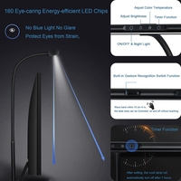 Lampe de bureau LED à pince en aluminium pour bureaux et salles de lecture, design moderne européen, protection oculaire, alimentation DC, contrôle flexible par capteur pour ON/OFF