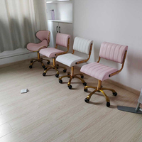 Mobilier de salon de manucure salon de coiffure petit technicien chaise tabouret luxe en cuir rose hauteur réglable pédicure tabouret