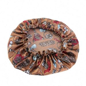 Bonnet de nuit élastique en satin soyeux imprimé pour bébé, bonnet de coiffure pour enfants, bonnets de salon de maquillage, fabrication OEM - Product Image 5