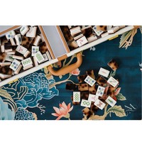 Ubin Mahjong Gaya Oriental Amerika Berbahan Akrilik Motif Cangkang Kura-Kura Bertema Botani untuk Hiburan Perjalanan Hadiah Liburan