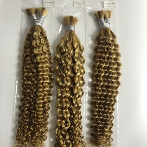 FH Highlight Deep Wave Boho Trenzas Cabello humano a granel Sin trama 12A Doble dibujado Virgen brasileña 100% Cabello humano a granel para trenzar - Product Image 3