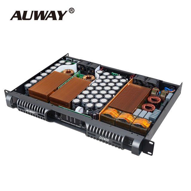 AUWAY D2400 2400W 1U Class D Digital Power Amplifier 2 Channel PFC 4/8 Ohm Metal