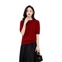 Pulls en tricot de laine à manches courtes de couleur noire, prix d'usine, décontractés, confortables, mode automne, tenues pour femmes