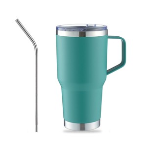30oz 18/8 Stainless Steel Double Wall Vacuum Insulated Portable Tumbler Straw Handle 6-12 Hours Thermal Insulation <b>Coffee</b> Mug - Product Image 5