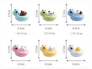 A granel pequeño lindo dibujos animados 3D unicornio anillo de natación con Gato Panda pato vaca oso conejo estatuilla animales de resina para niños <span class=keywords><strong>juguetes</strong></span> de <span class=keywords><strong>bomba</strong></span> de baño - Product Image 2