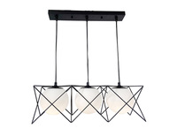 Suspension industrielle à 3 lumières, cadre géométrique en fil métallique noir, support de lampe E27 or rose, pour îlot de cuisine et salle à manger