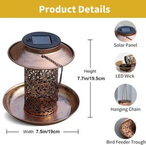 Mangeoires à oiseaux cylindriques en métal solaires, anti-écureuils et éclairées, décoration de jardin extérieur, provenance Chine - Product Image 6