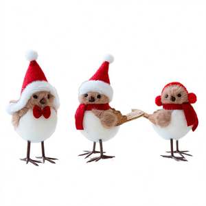 Decoración Navideña para el Hogar, Adorno Colgante de Árbol de Navidad con Lindo Pájaro de Peluche, Decoración Artesanal de Pareja de Osos para Fiesta de Navidad, Regalo de Santa - Product Image 6