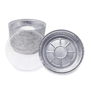 7 9 Inch Disposable Aluminum Foil Food Baking Container/Tray Round Aluminum Foil Pans With Clear Plastic Lids