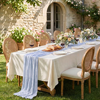 Lot de 6 chemins de table en gaze de coton bleu ciel, réutilisables, durables, lavables, 35x120 pouces, motif uni, style simple pour mariage