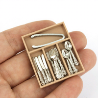 Ensemble d'ustensiles miniatures 1/12 : couteau, fourchette, cuillère, kit de couverts miniatures simulés pour maison de poupée