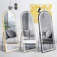 Miroir de salle de bain LED à écran tactile intelligent CF, 3 couleurs, miroir de salon de coiffure pleine longueur, cadre, miroir sur pied, miroir de toilette pour le corps entier