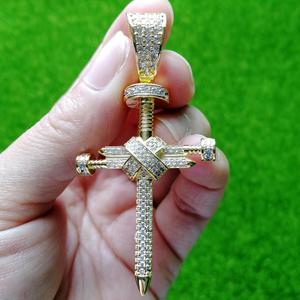 <span class=keywords><strong>Collana</strong></span> Hip Hop CN133 <span class=keywords><strong>con</strong></span> Ciondolo a Croce in Ottone e Zirconi, Placcata <span class=keywords><strong>Oro</strong></span> o Argento, per Uomo e Donna - Product Image 5