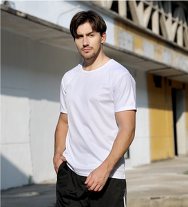 Men's Sports T-<b>Shirt</b> Comfortable 100% Cotton with Digital Printed Pattern Custom Logo <b>White</b> <b>Plain</b> Color - Product Image 4