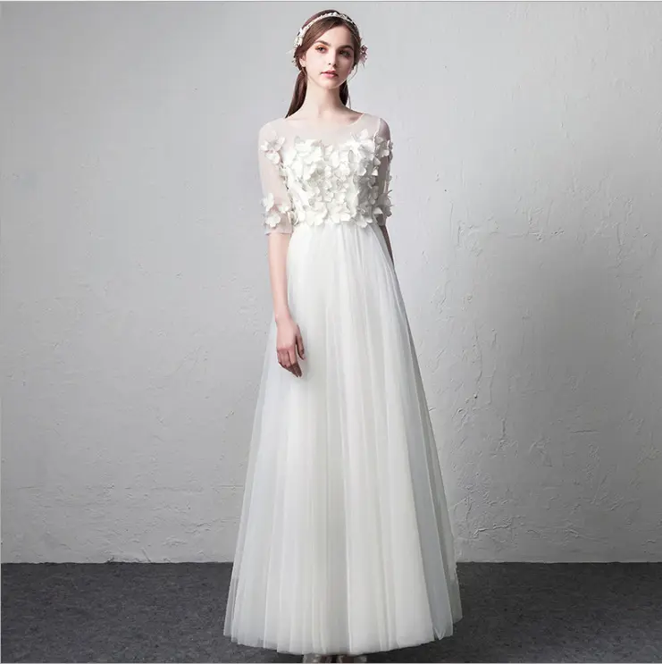 Hot selling Simple Vintage Floral Floor Long-Style Formal Bridesmaid Gown Evening dress