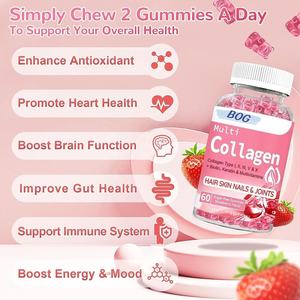 Gommes de collagène à la biotine hydrolysée sans sucre avec mousse de mer Vitamine C Zinc pour cheveux, peau, ongles, muscles et articulations - Product Image 2