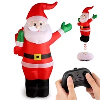 Décoration de Noël électrique de 113 cm, 2,4 GHz, rotation à 360°, télécommande, jouet gonflable en plastique, Père Noël en voiture, avec musique
