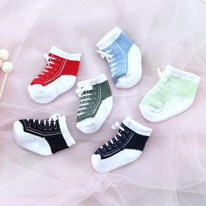 Calcetines cálidos y antideslizantes para bebés de 0 a 12 meses, cinturón para zapatillas, vestido de algodón con patrón de logotipo para niños y niñas, verano e invierno - Product Image 3