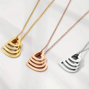 Collana con Ciondolo a Cuore in Acciaio Inossidabile Placcato Oro Rosa 18K, Regalo Personalizzabile con Incisione - Product Image 2