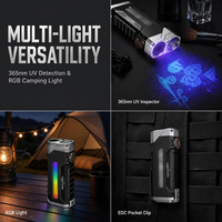 Lampe torche magnétique EDC AC09 PRO 3600 Lumens, lampe de travail LED rechargeable avec batterie remplaçable, laser vert UV365, RGB, extérieur