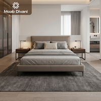 Lit double minimaliste italien en cuir véritable, capitonné, taille King ou Queen, pour chambre principale, mobilier de maison