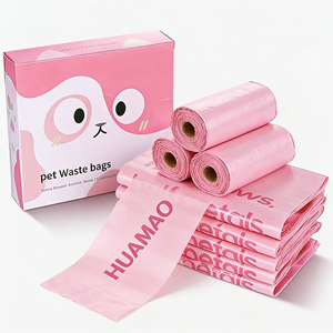 Sacs à déjections canines roses extra épais et résistants, sacs à déchets pour animaux de compagnie anti-fuites pour la promenade, les voyages et tous les animaux de toutes tailles - Product Image 1