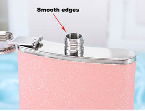 Mini flasque enveloppée de cuir brillant rose pour femmes 18/8 acier inoxydable 304 matériau PU scintillant pour vin whisky Brandy <span class=keywords><strong>Vodka</strong></span> - Product Image 3