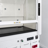 Hotte de laboratoire chimique entièrement en acier avec volet coulissant, conduit de ventilation et armoires de base intégrées