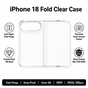 <span class=keywords><strong>Coque</strong></span> de téléphone transparente personnalisée avec logo pour <span class=keywords><strong>iPhone</strong></span> 18 Fold, antichute, hybride, fine, anti-poussière, anti-rayures, vente en gros, directement de l'usine - Product Image 1