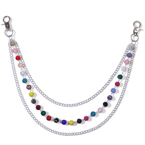 โซ่คล้องกางเกงประดับเพชรหลากสี โลหะผสมสังกะสี หลายชั้น สไตล์ลำลอง สำหรับผู้ชาย ผู้หญิง เครื่องประดับแฟชั่นฮิปฮอป - Product Image 5