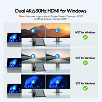 Station d'accueil USB C PULWTOP double moniteur pour Microsoft Surface Pro/Go 11/10/X/9/8/7, avec 2 * HDMI 4K, 3 * USB-C/A 10Gbps, PD