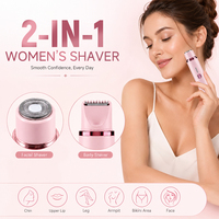 Rasoir électrique 2 en 1 pour femmes, rechargeable, pour le visage et le corps, portable, pour les jambes, les aisselles, le maillot, kit de toilettage