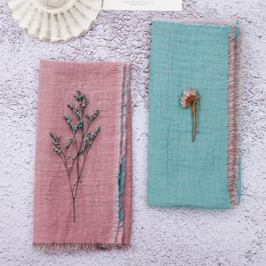 Tissu en coton écologique durable à double couche vintage carré personnalisé en gros, bord <span class=keywords><strong>jacquard</strong></span> AB, franges, gaze - Product Image 2