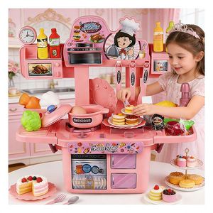 Children <b>Kitchen</b> <b>Toy</b> <b>Set</b> Pretend Baking Cooking Counter Oven Refrigerator Cupboard Skill Building Family Interaction Scenario - Product Image 4