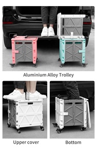 Anjuny 52L carrello pieghevole pieghevole cassa portatile rotolamento carrelli con ruote per negozio di viaggio - Product Image 5