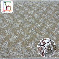 Élégante Dentelle de Chantilly Broderie Perles Tulle Tissu Luxe Cils Français Cordon Paillettes Maille pour Robe de Mariée