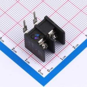 MX25R-7.62-02P-BK01-Cu-S-A Barrier Terminal Block Bent Lead Through Hole,P=7.62mm Connector Two Sides 7.62mm 1x2P Right Angle - Product Image 1