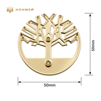 Plaque métallique personnalisée HONMEO en alliage de zinc, forme d'arbre creuse, pour accessoires de sacs et sacs à main, étiquette métallique OEM