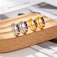 Boucles d'oreilles tendance transfrontalières en fer colorées, thème drapeau américain, trois couleurs, unisexe, mode européenne et américaine